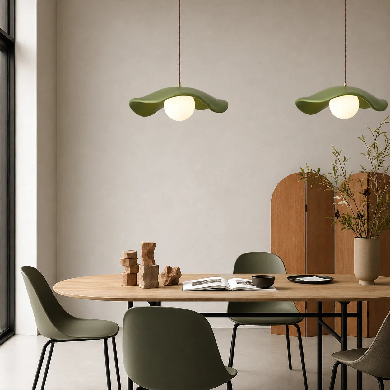 Organic Sculptural Pendant Light with 35cm Resin Shade