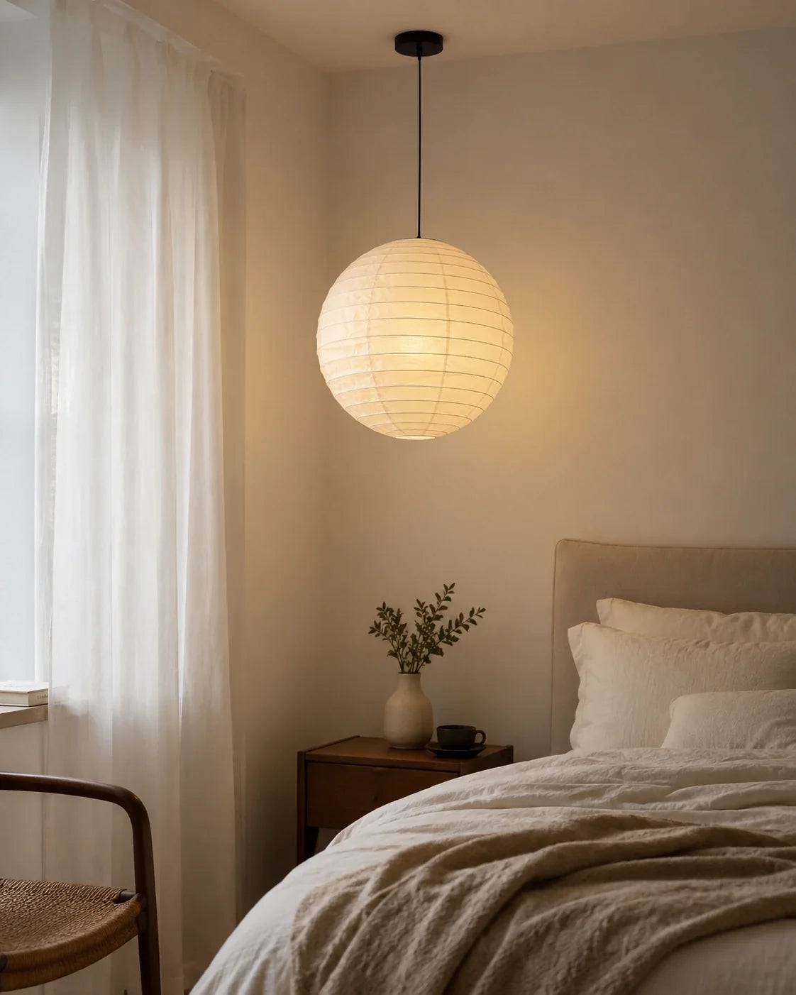 Wabi-Sabi Round Paper Lantern Pendant Light