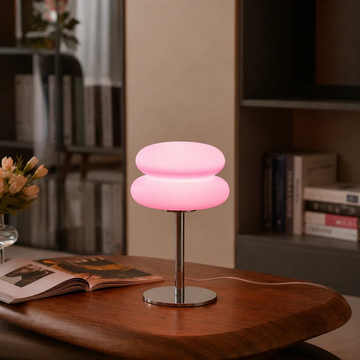 Retro Double-Dome Glass Table Lamp with Stepless Dimming