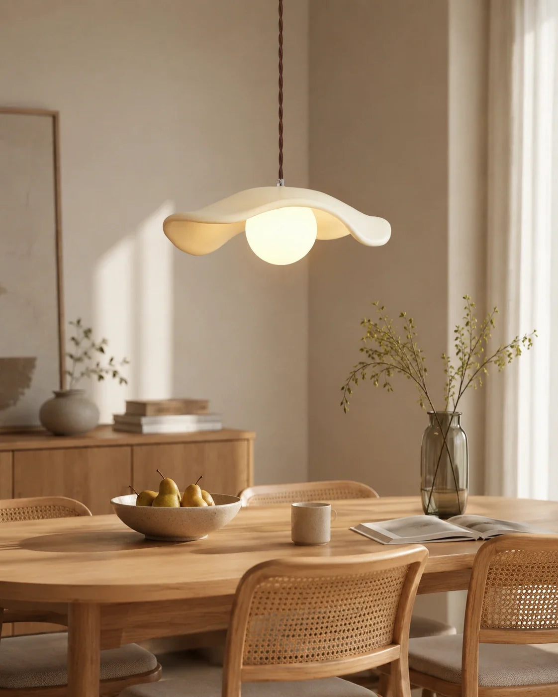 Organic Sculptural Pendant Light with 35cm Resin Shade