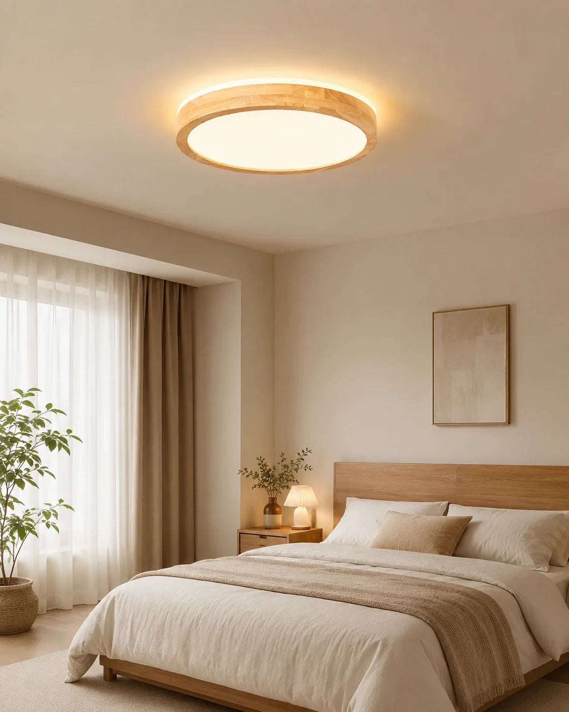 Modern Round Wood LED Ceiling Light