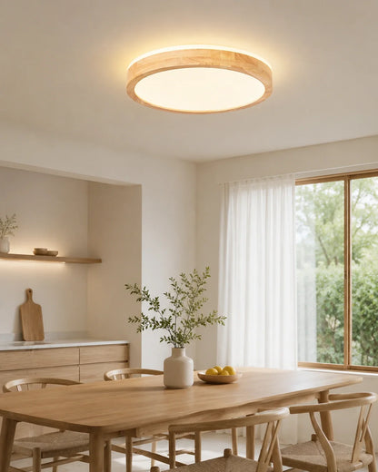 Modern Round Wood LED Ceiling Light