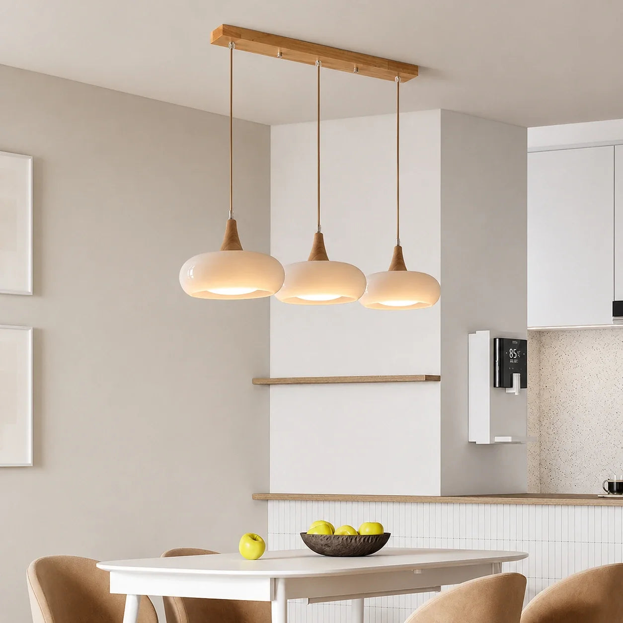 Nordic Glass and Wood Pendant Light