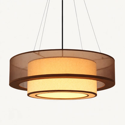 Layered Fabric Drum Pendant Light