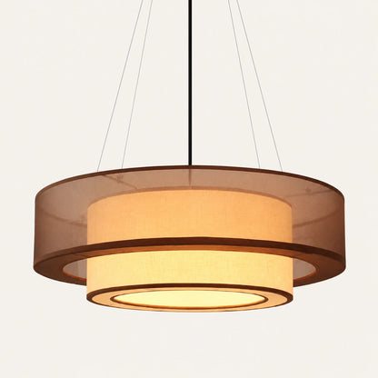 Layered Fabric Drum Pendant Light