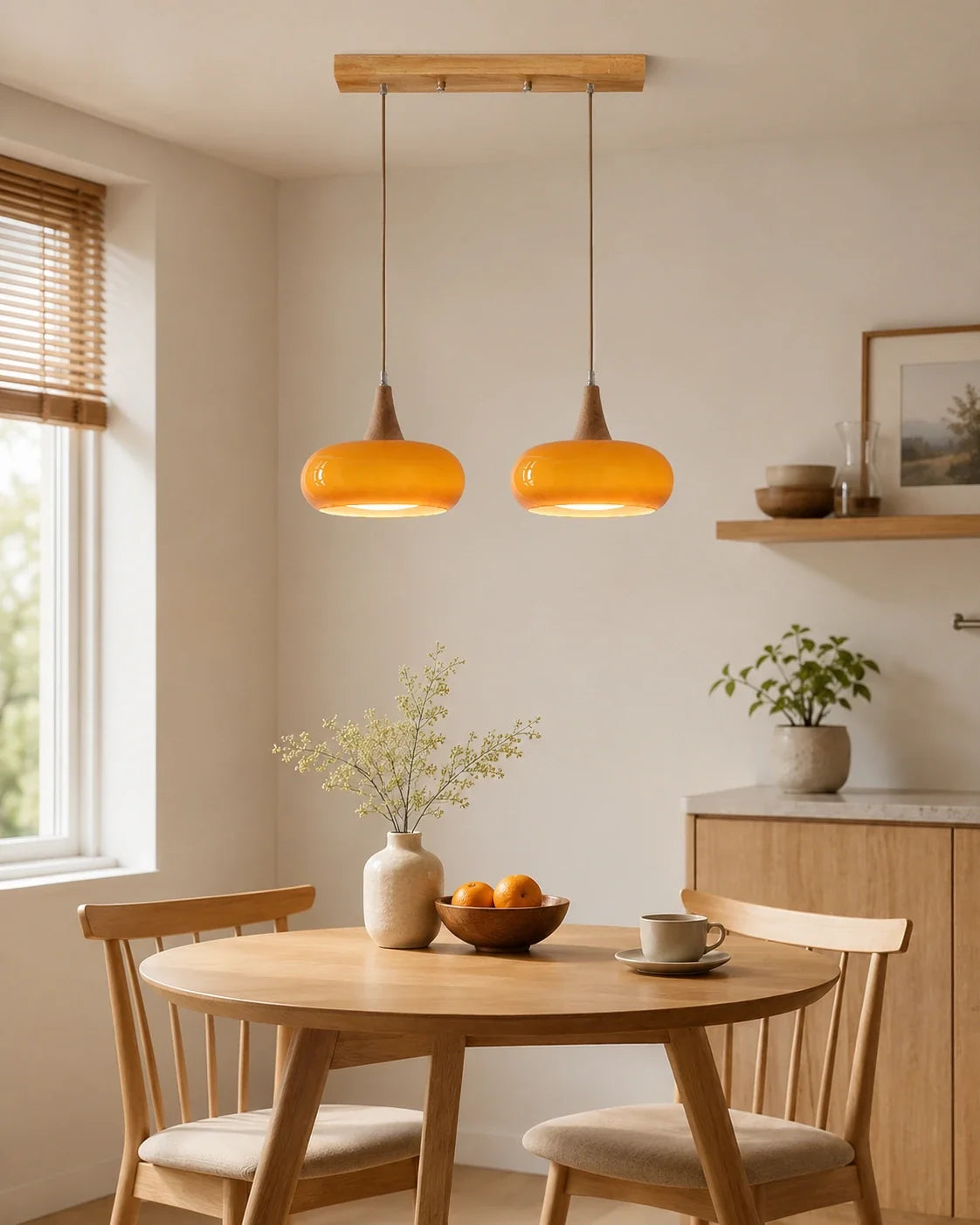 Nordic Glass and Wood Pendant Light