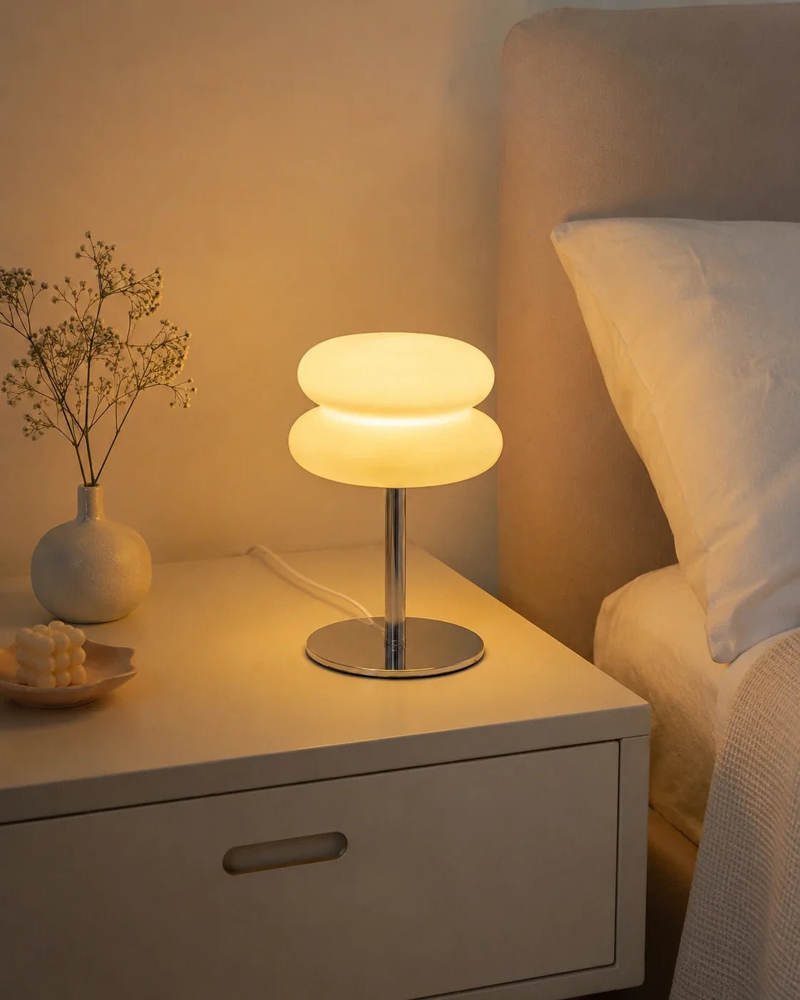 Retro Double-Dome Glass Table Lamp with Stepless Dimming