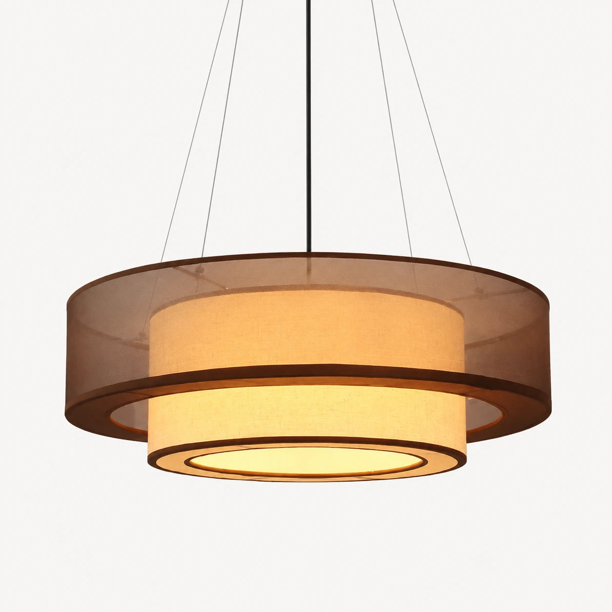 Layered Fabric Drum Pendant Light