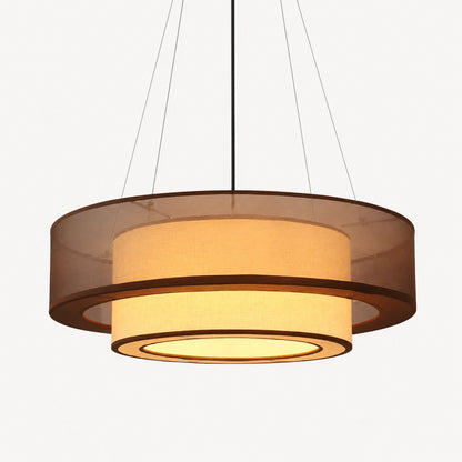 Layered Fabric Drum Pendant Light
