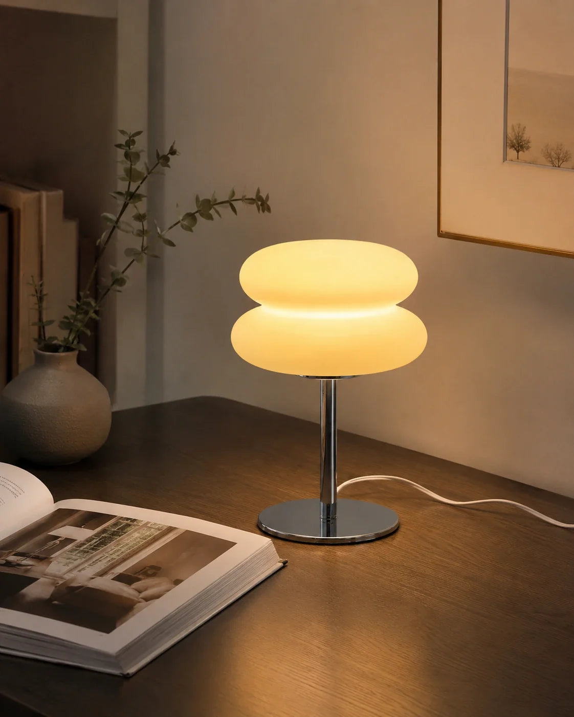 Retro Double-Dome Glass Table Lamp with Stepless Dimming