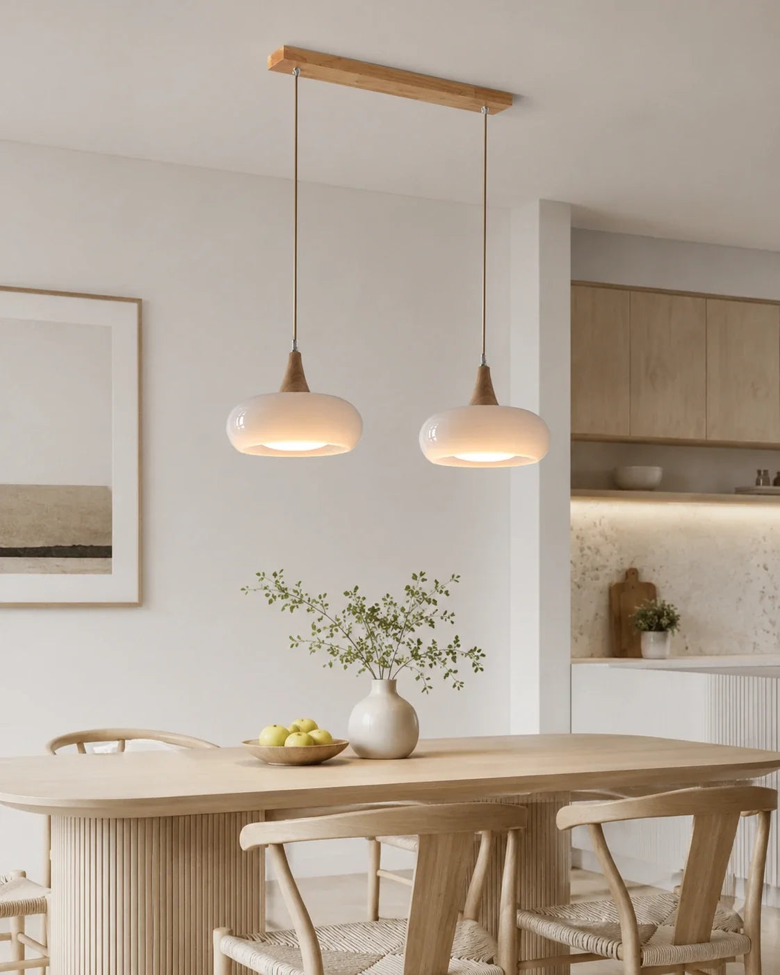 Nordic Glass and Wood Pendant Light