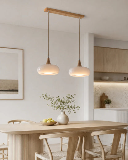Nordic Glass and Wood Pendant Light
