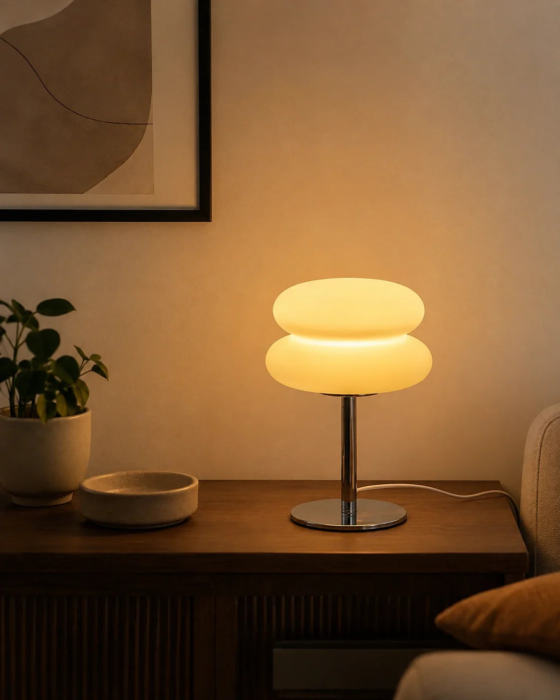 Retro Double-Dome Glass Table Lamp with Stepless Dimming