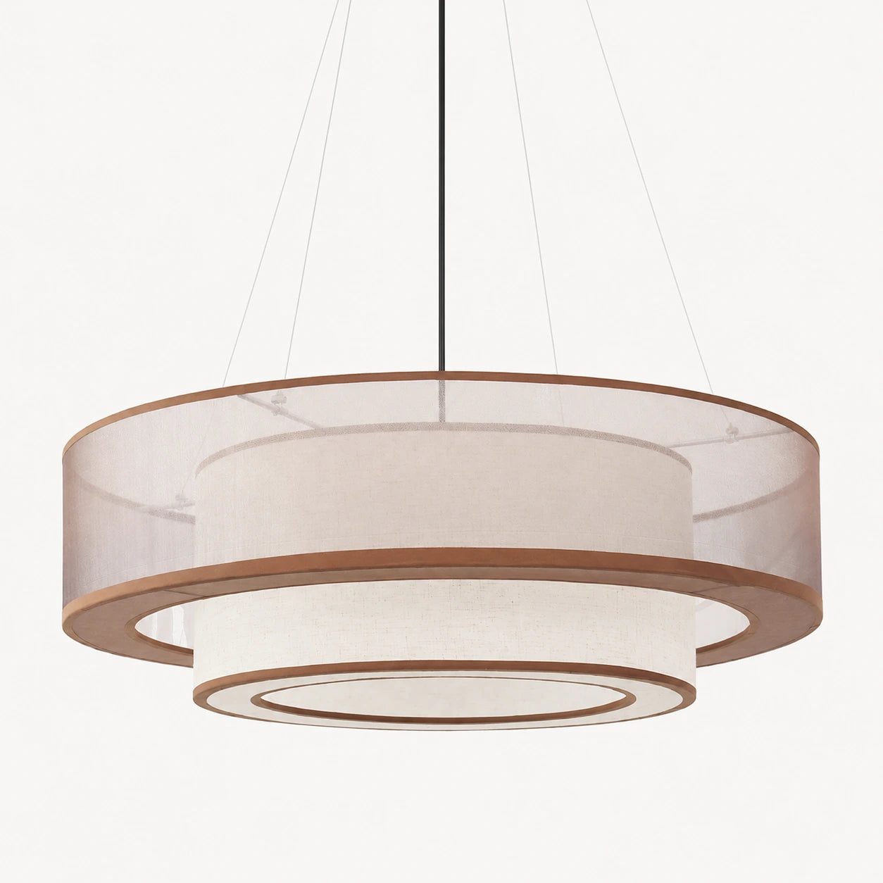 Layered Fabric Drum Pendant Light