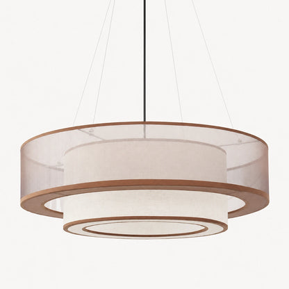Layered Fabric Drum Pendant Light