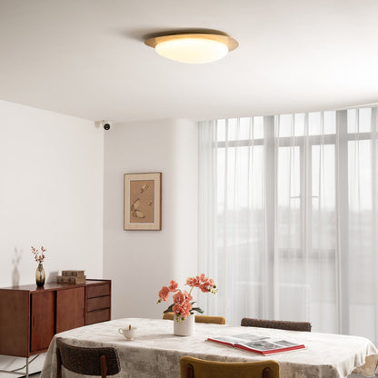 Pebble Flush Mount Ceiling Light with Walnut Rim