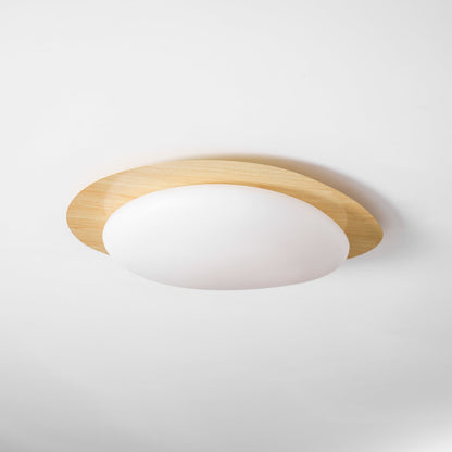 Pebble Flush Mount Ceiling Light with Walnut Rim