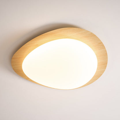 Pebble Flush Mount Ceiling Light with Walnut Rim