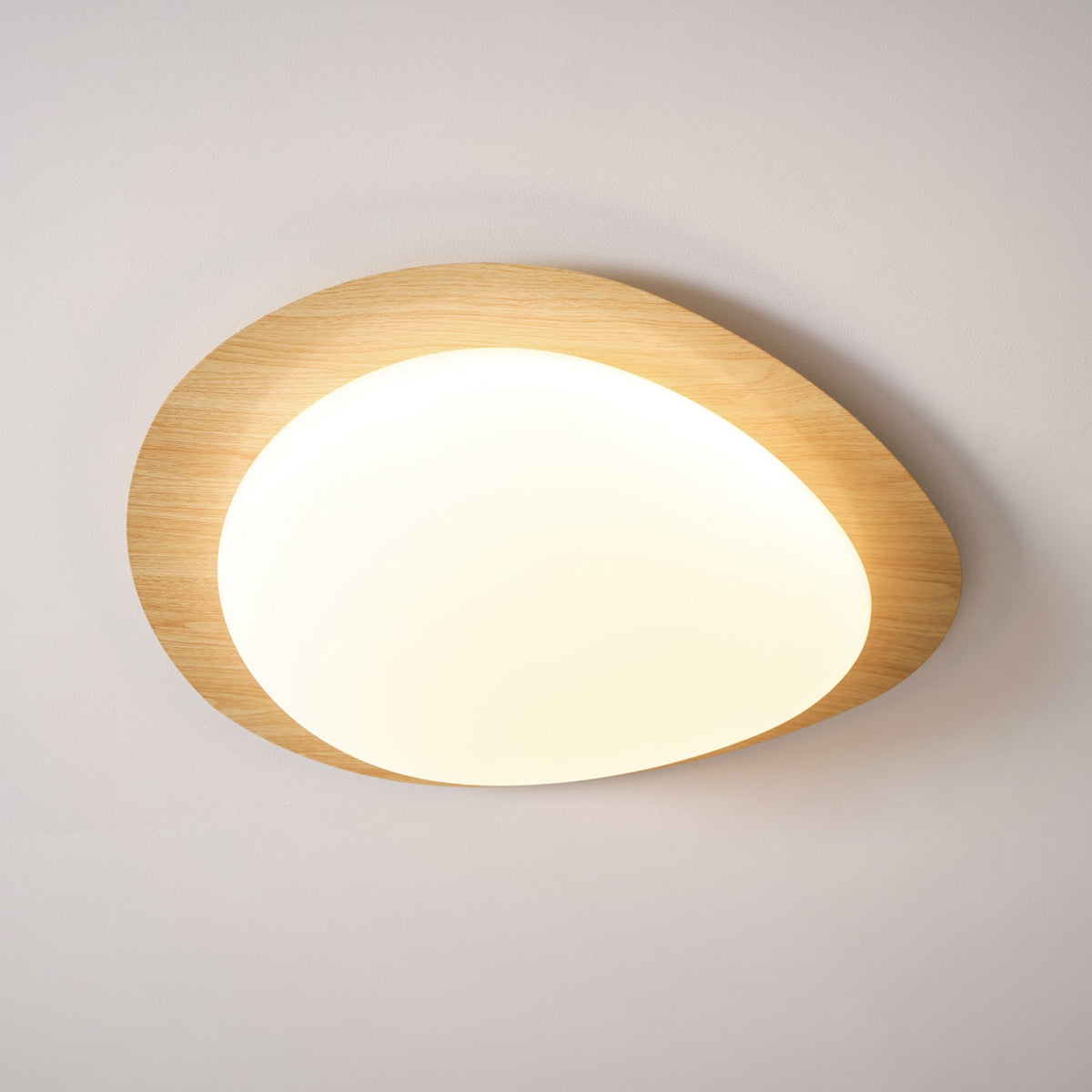 Pebble Flush Mount Ceiling Light with Walnut Rim