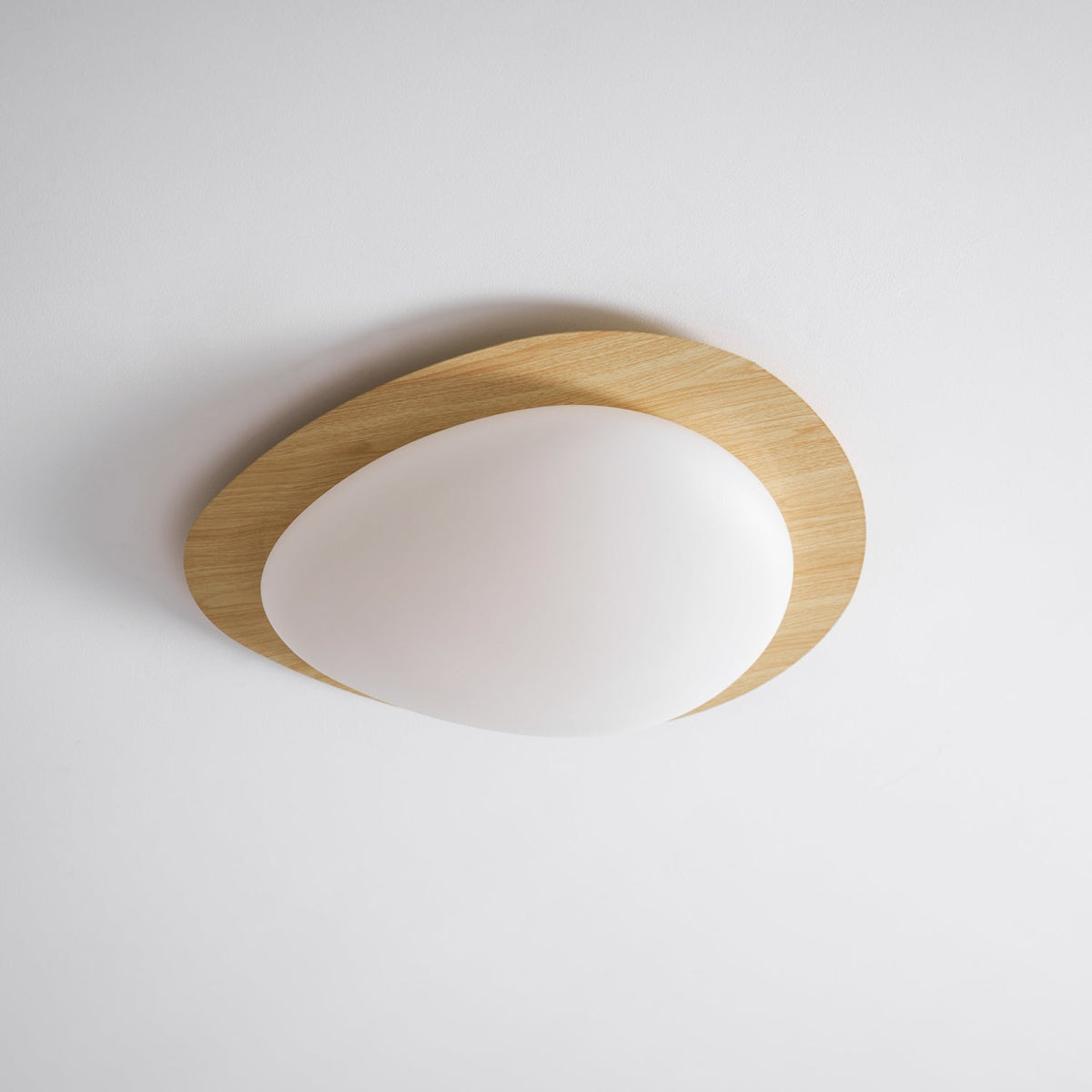 Pebble Flush Mount Ceiling Light with Walnut Rim