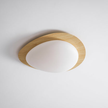 Pebble Flush Mount Ceiling Light with Walnut Rim