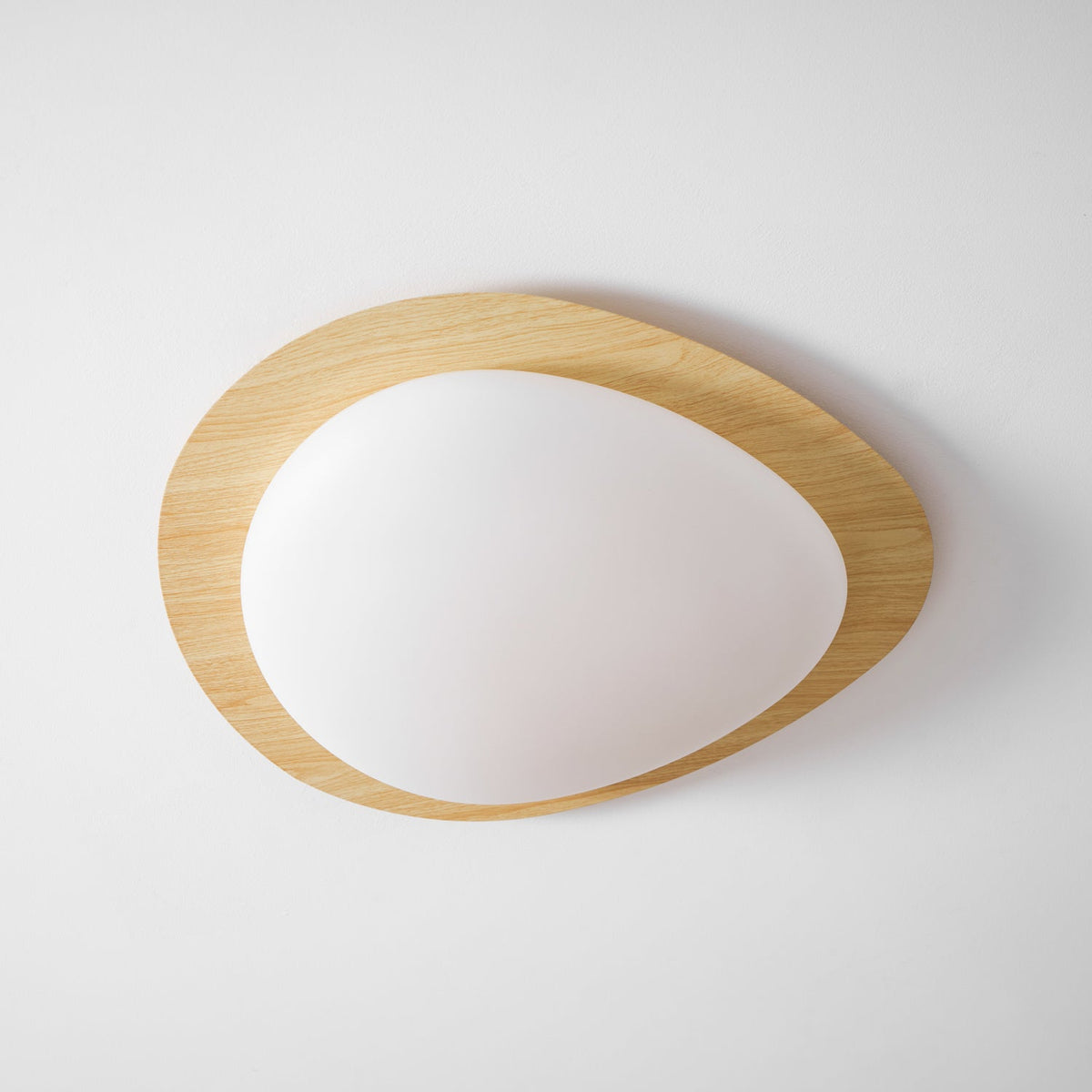 Pebble Flush Mount Ceiling Light with Walnut Rim