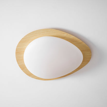 Pebble Flush Mount Ceiling Light with Walnut Rim