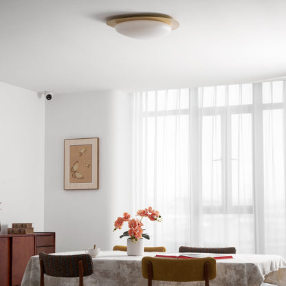 Pebble Flush Mount Ceiling Light with Walnut Rim