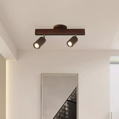 Wooden Ceiling Light with Rotatable Spotlights