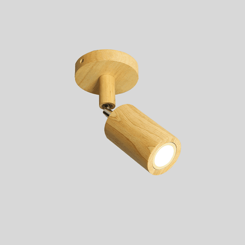 Wooden Ceiling Light with Rotatable Spotlights
