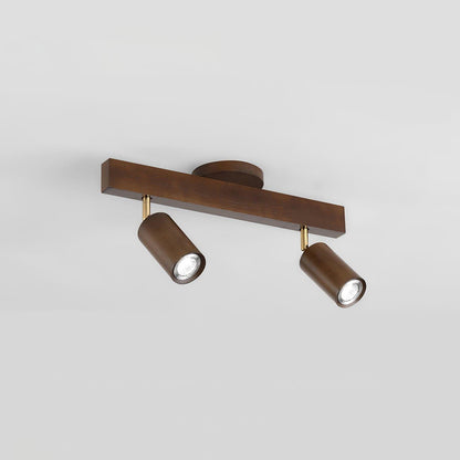 Wooden Ceiling Light with Rotatable Spotlights