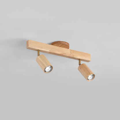 Wooden Ceiling Light with Rotatable Spotlights
