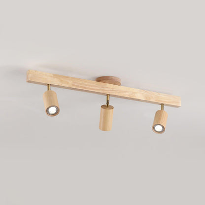 Wooden Ceiling Light with Rotatable Spotlights