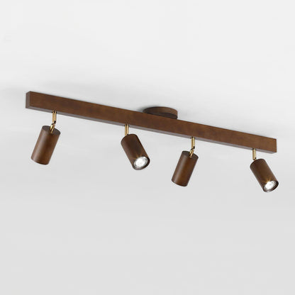 Wooden Ceiling Light with Rotatable Spotlights