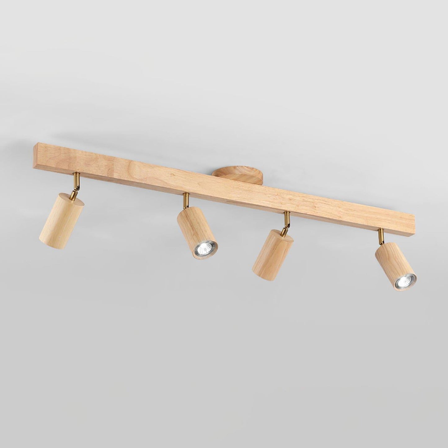 Wooden Ceiling Light with Rotatable Spotlights