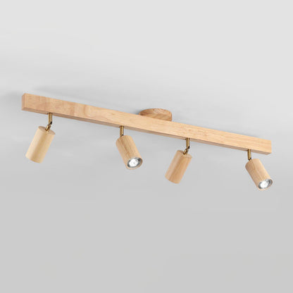 Wooden Ceiling Light with Rotatable Spotlights