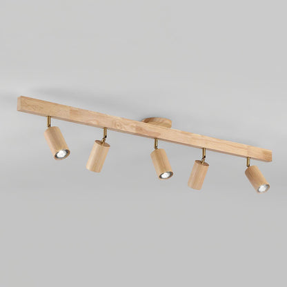 Wooden Ceiling Light with Rotatable Spotlights