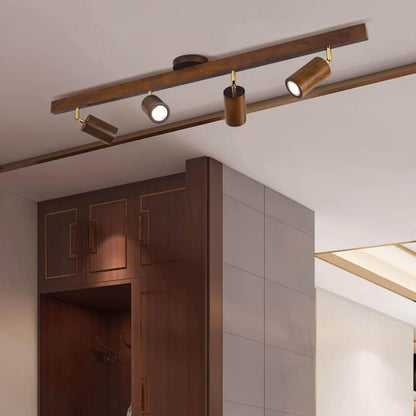 Wooden Ceiling Light with Rotatable Spotlights