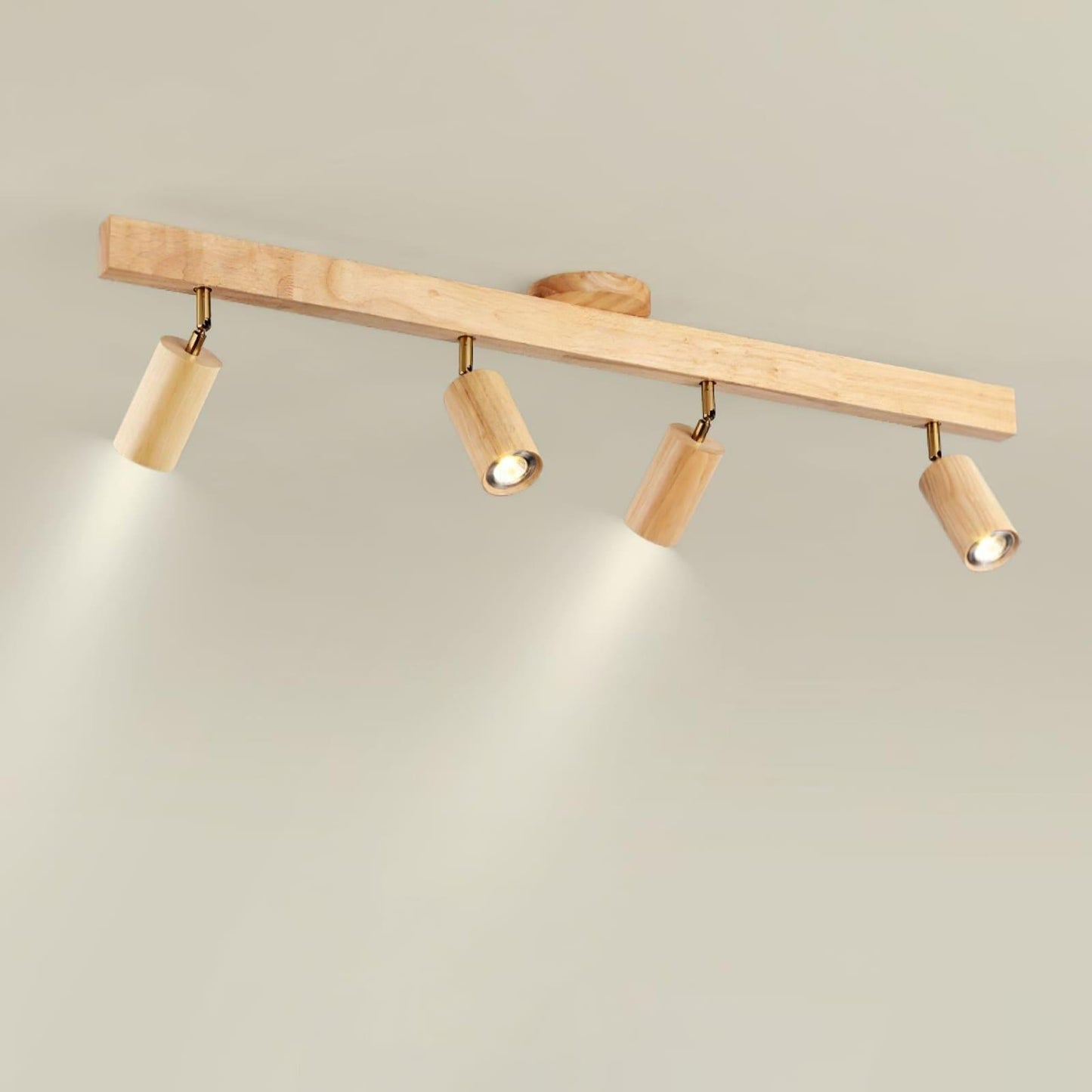 Wooden Ceiling Light with Rotatable Spotlights