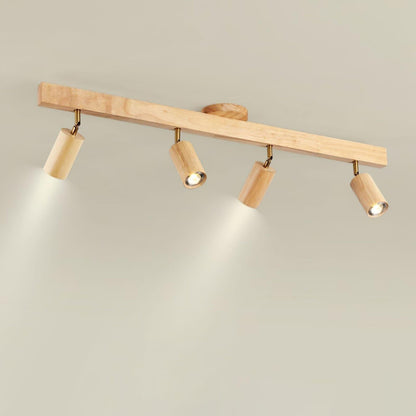 Wooden Ceiling Light with Rotatable Spotlights