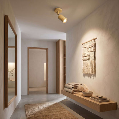 Wooden Ceiling Light with Rotatable Spotlights