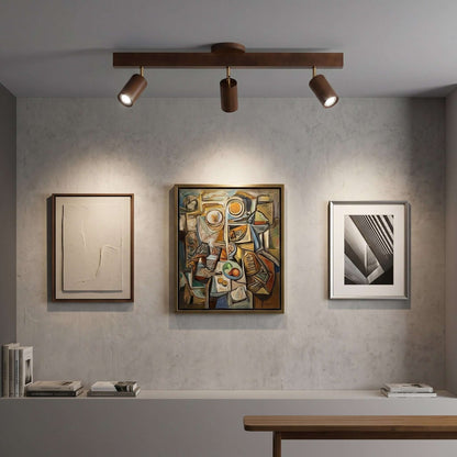 Wooden Ceiling Light with Rotatable Spotlights