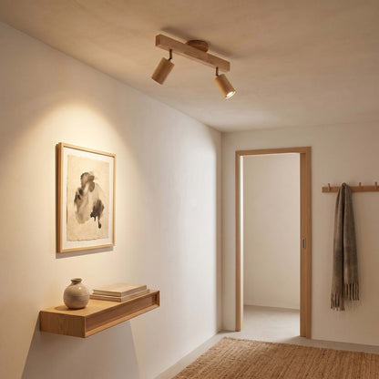 Wooden Ceiling Light with Rotatable Spotlights