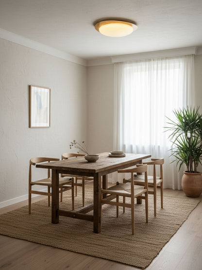 Pebble Flush Mount Ceiling Light with Walnut Rim