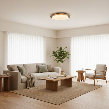 Pebble Flush Mount Ceiling Light with Walnut Rim