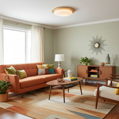 Pebble Flush Mount Ceiling Light with Walnut Rim