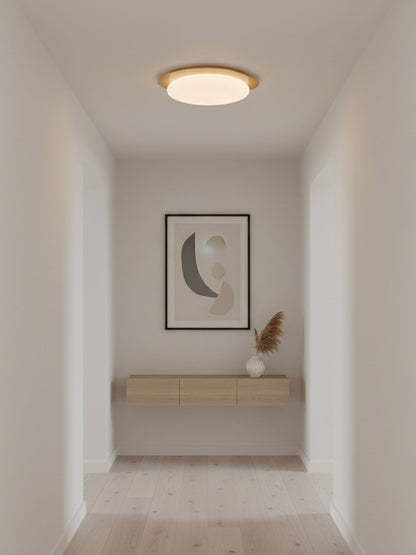 Pebble Flush Mount Ceiling Light with Walnut Rim