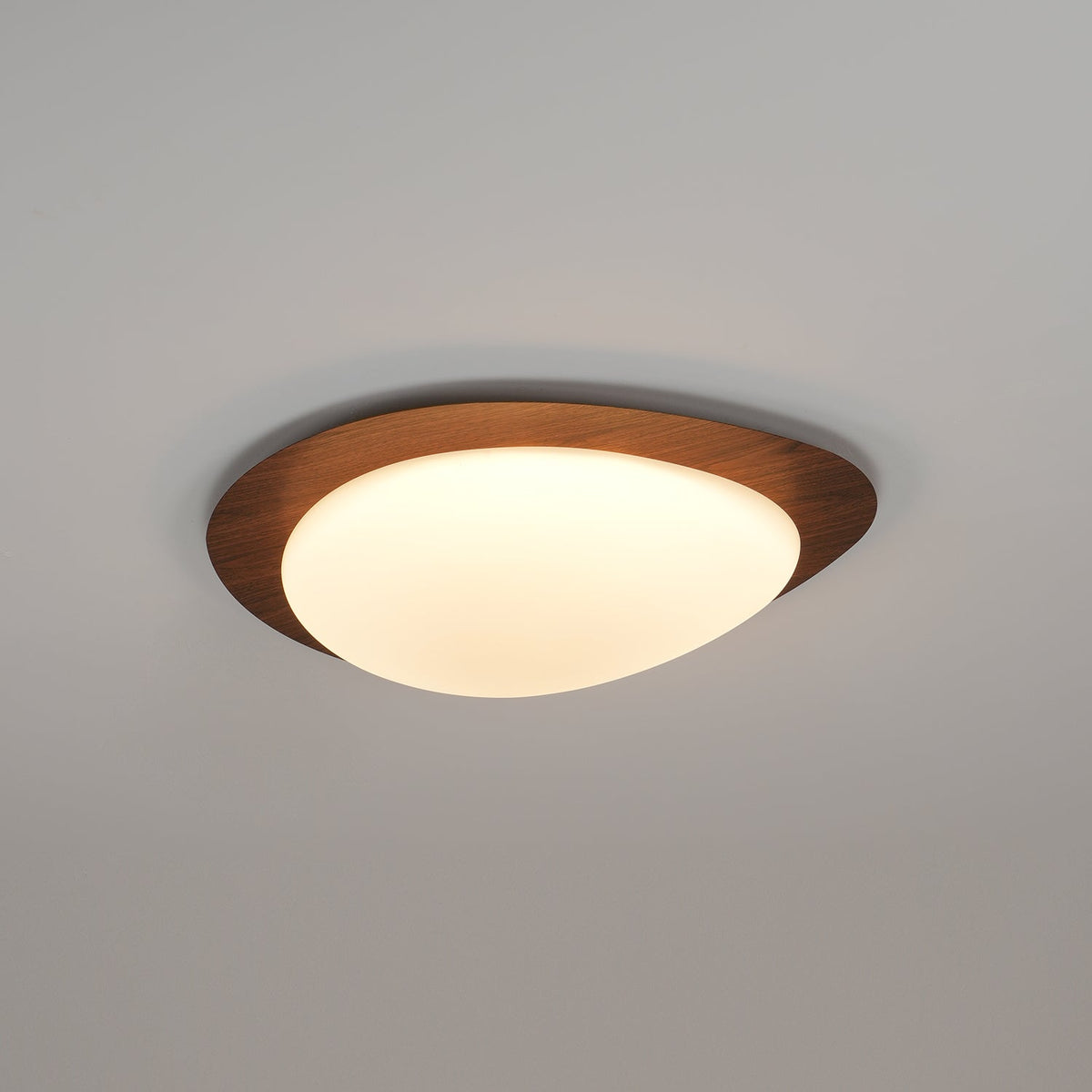Pebble Flush Mount Ceiling Light with Walnut Rim