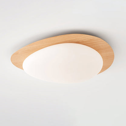 Pebble Flush Mount Ceiling Light with Walnut Rim