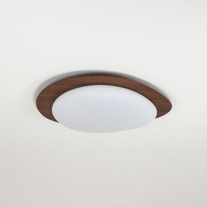 Pebble Flush Mount Ceiling Light with Walnut Rim